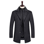 Grant - Men's Three-Button Overcoat with Zip-Up Stand Collar 3