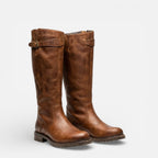 Greta - Women's Knee-High Riding Boots with Buckle Detail