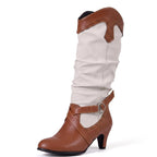Greta - Women’s Knee High Buckle Strap Boots 8