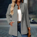 Gundula - Women's Mandarin Collar Button-Front Winter Coat 4