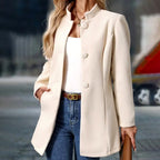 Gundula - Women's Mandarin Collar Button-Front Winter Coat 6