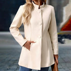 Gundula - Women's Mandarin Collar Button-Front Winter Coat 7