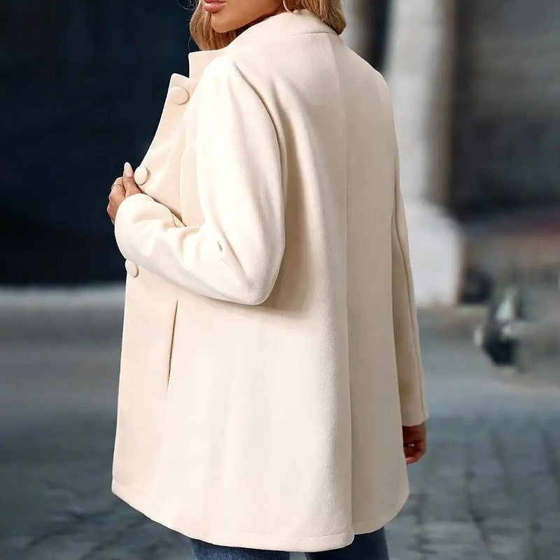 Gundula - Women's Mandarin Collar Button-Front Winter Coat 8