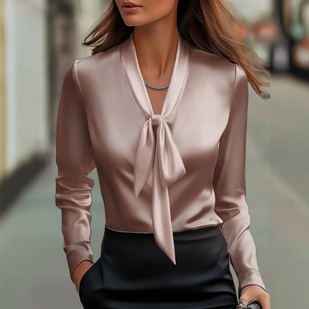 Hadassah - Women's Tie-Neck Long Sleeve Blouse