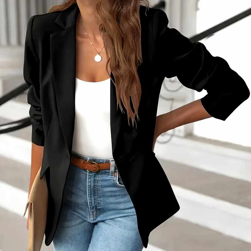 Hadewych - Women's Tailored Notched Lapel Fitted Blazer 1