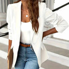 Hadewych - Women's Tailored Notched Lapel Fitted Blazer 2