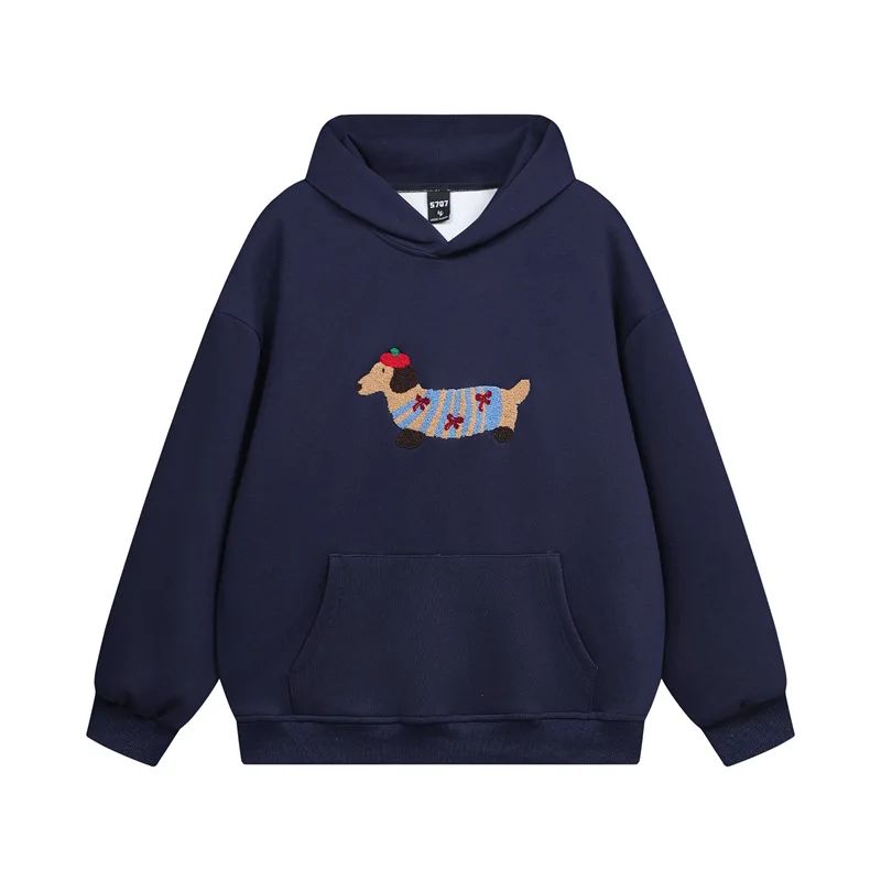 Hallie - Embroidered Dachshund Hoodie with Drawstring Hood