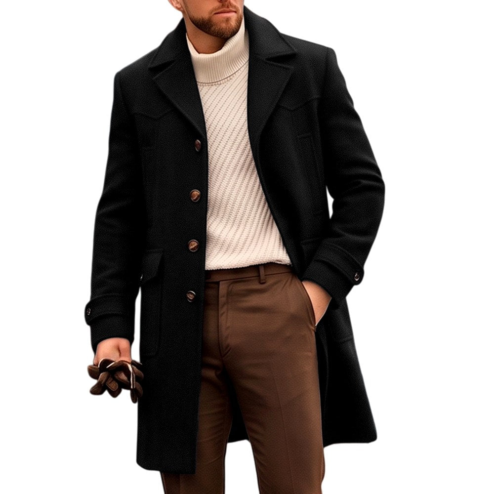Harry - Men's Structured Lapel Coat with Button Cuffs 1