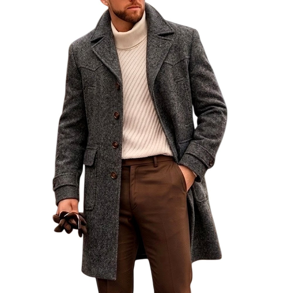 Harry - Men's Structured Lapel Coat with Button Cuffs 4