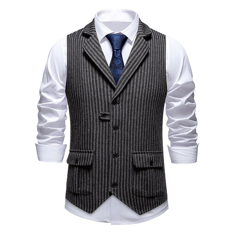 Hayden - Men's Flap Pocket Striped Vest 2