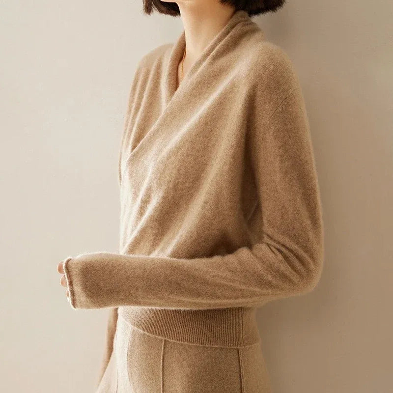 Hazel - Women's Cashmere Wrap V-Neck Pullover