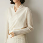Hazel - Women's Cashmere Wrap V-Neck Pullover