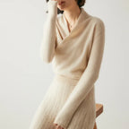 Hazel - Women's Cashmere Wrap V-Neck Pullover