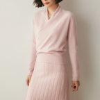 Hazel - Women's Cashmere Wrap V-Neck Pullover