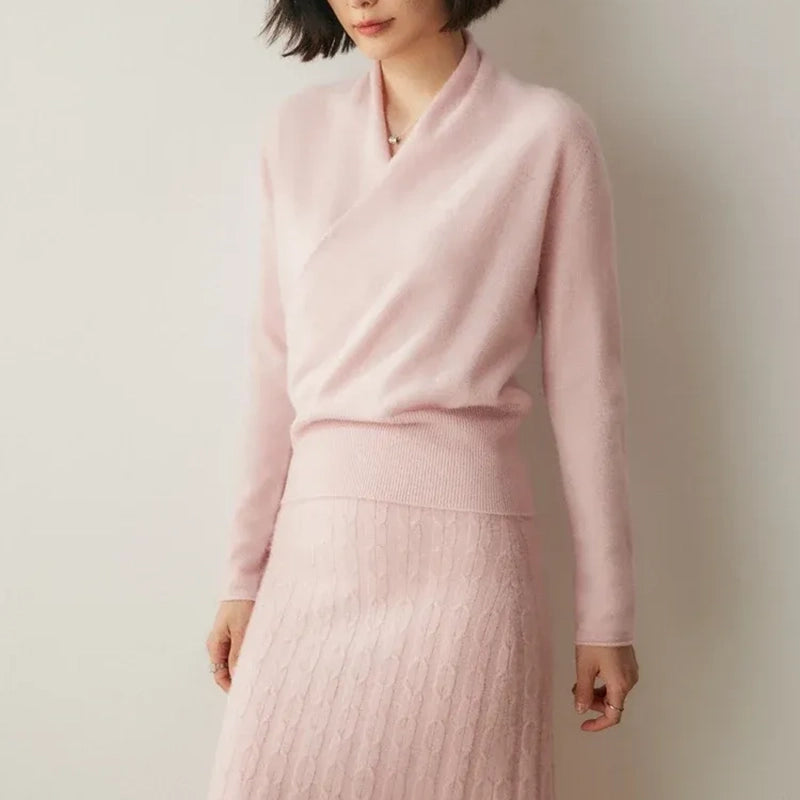 Hazel - Women's Cashmere Wrap V-Neck Pullover