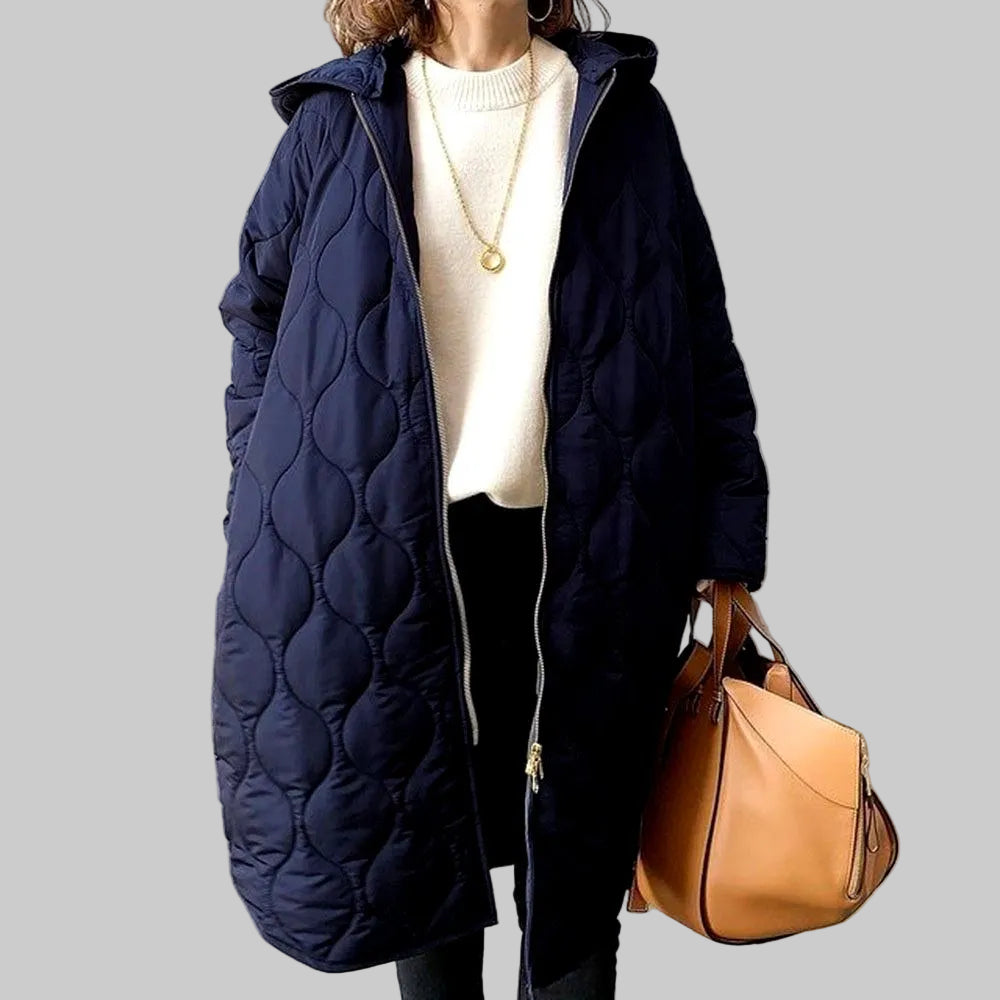 Heather - Women's Longline Quilted Hooded Coat 4