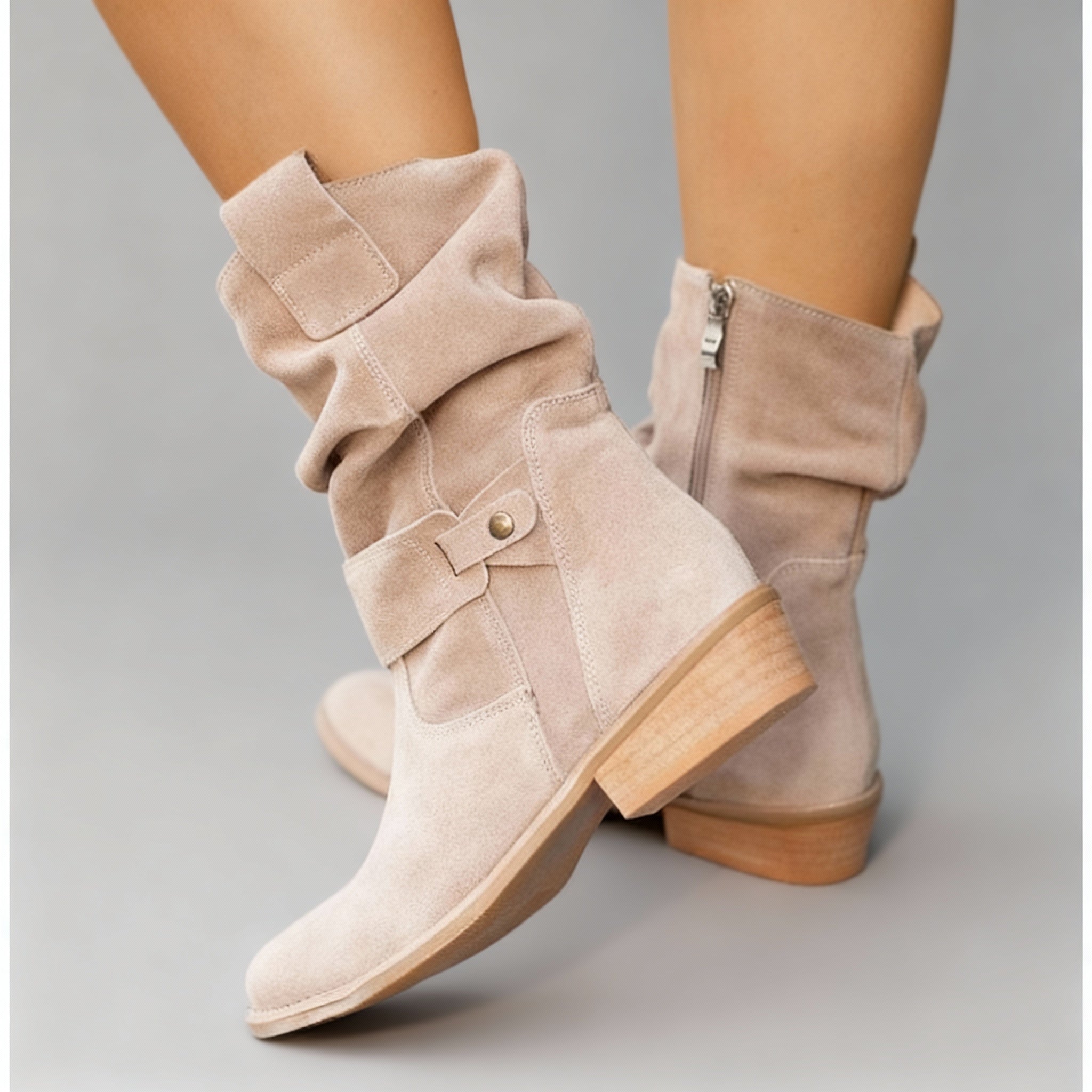 Helena - Women's Slouch Suede Mid-Calf Boot
