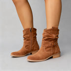 Helena - Women's Slouch Suede Mid-Calf Boot