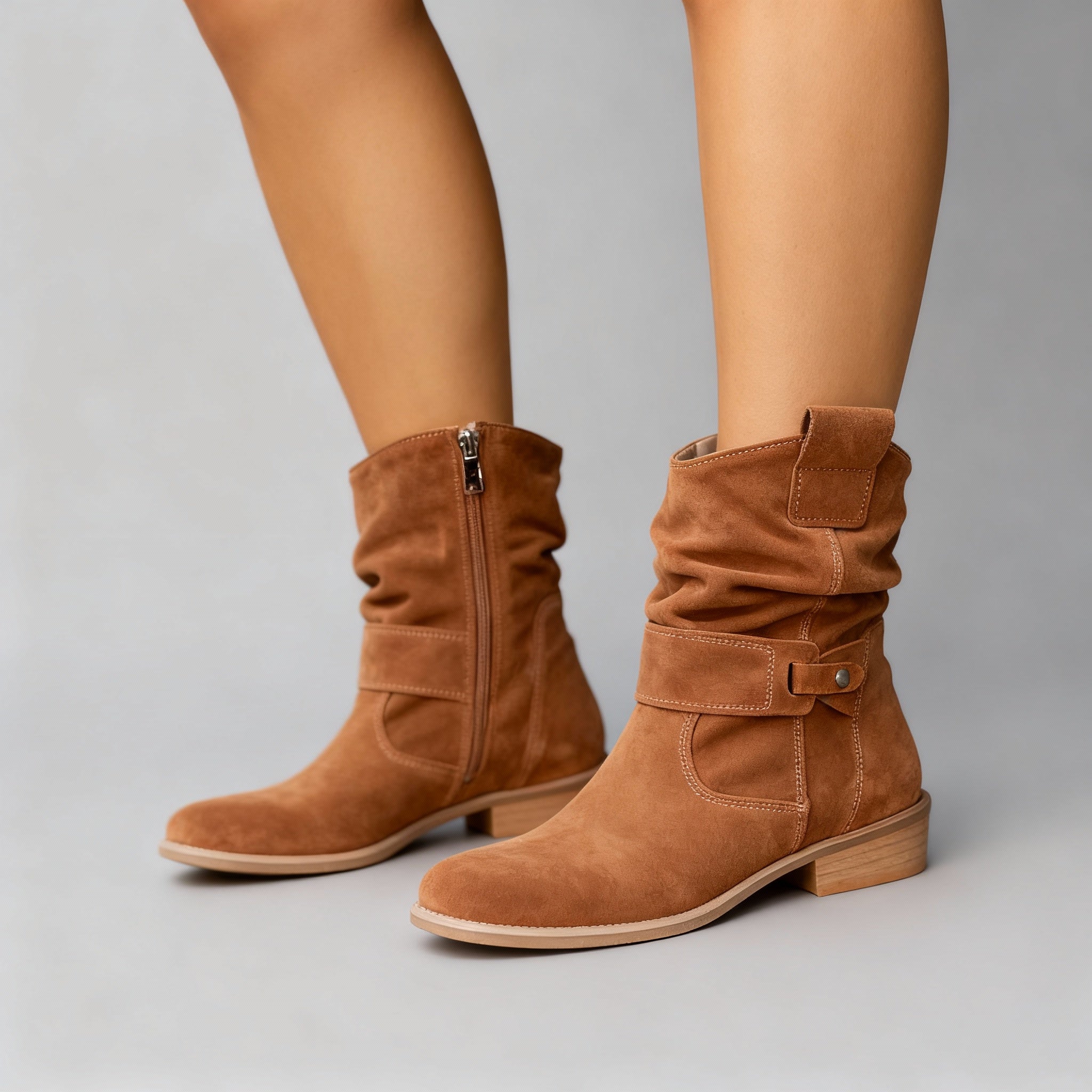 Helena - Women's Slouch Suede Mid-Calf Boot