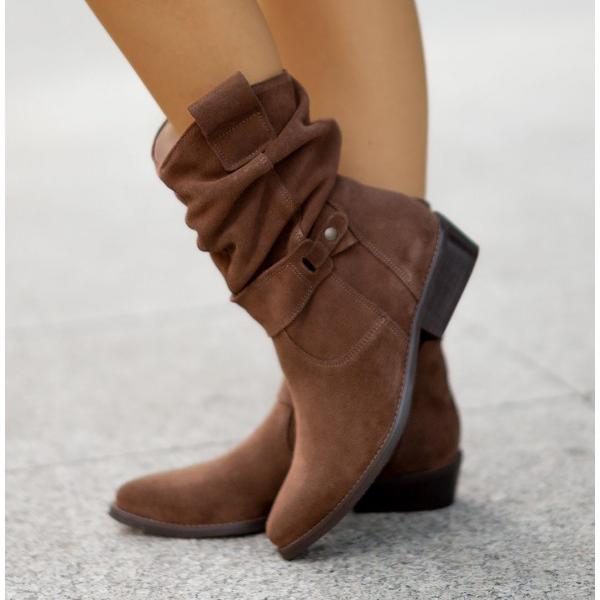 Helena - Women's Slouch Suede Mid-Calf Boot
