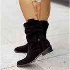 Helena - Women's Slouch Suede Mid-Calf Boot