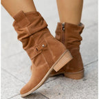 Helena - Women's Slouch Suede Mid-Calf Boot