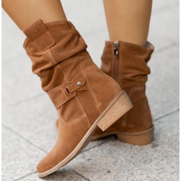 Helena - Women's Slouch Suede Mid-Calf Boot