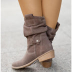 Helena - Women's Slouch Suede Mid-Calf Boot