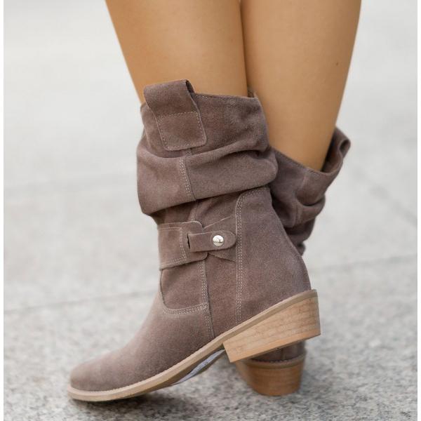 Helena - Women's Slouch Suede Mid-Calf Boot