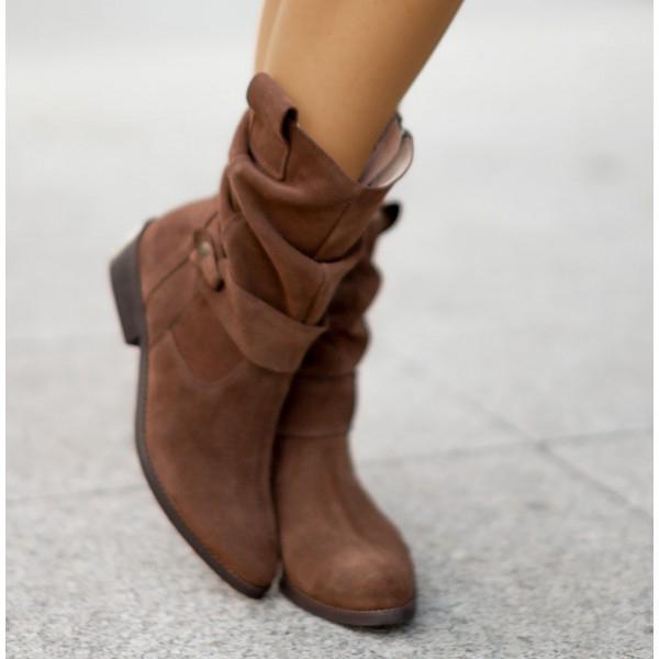 Helena - Women's Slouch Suede Mid-Calf Boot