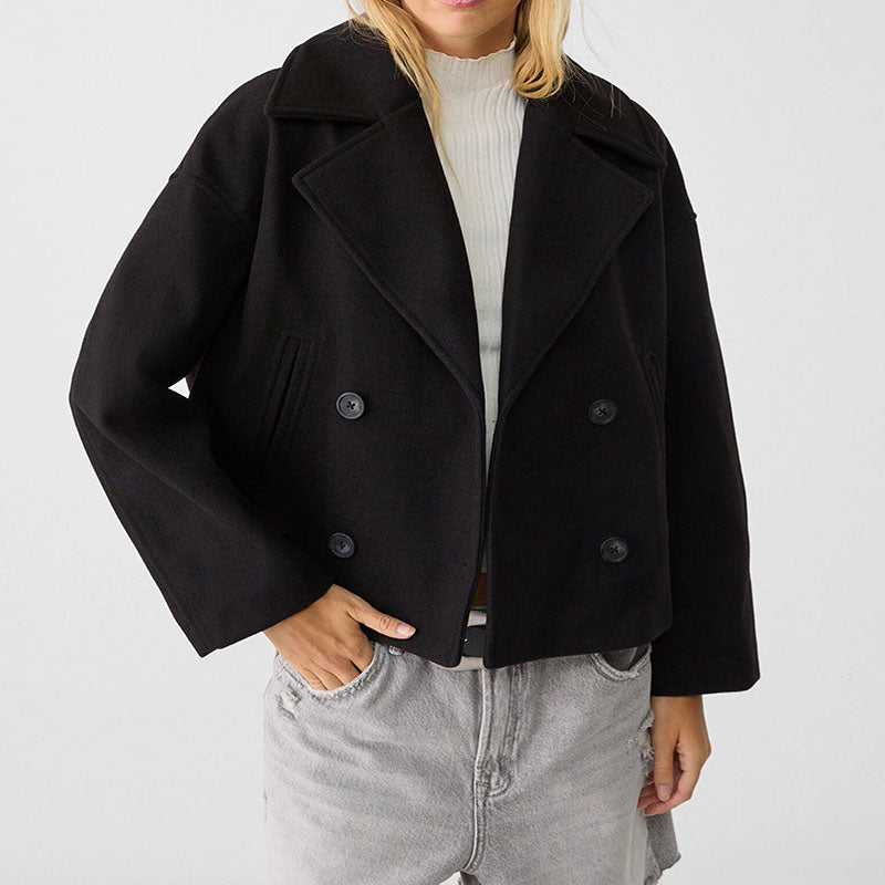 Indira - Women's Double-Breasted Wool Blazer