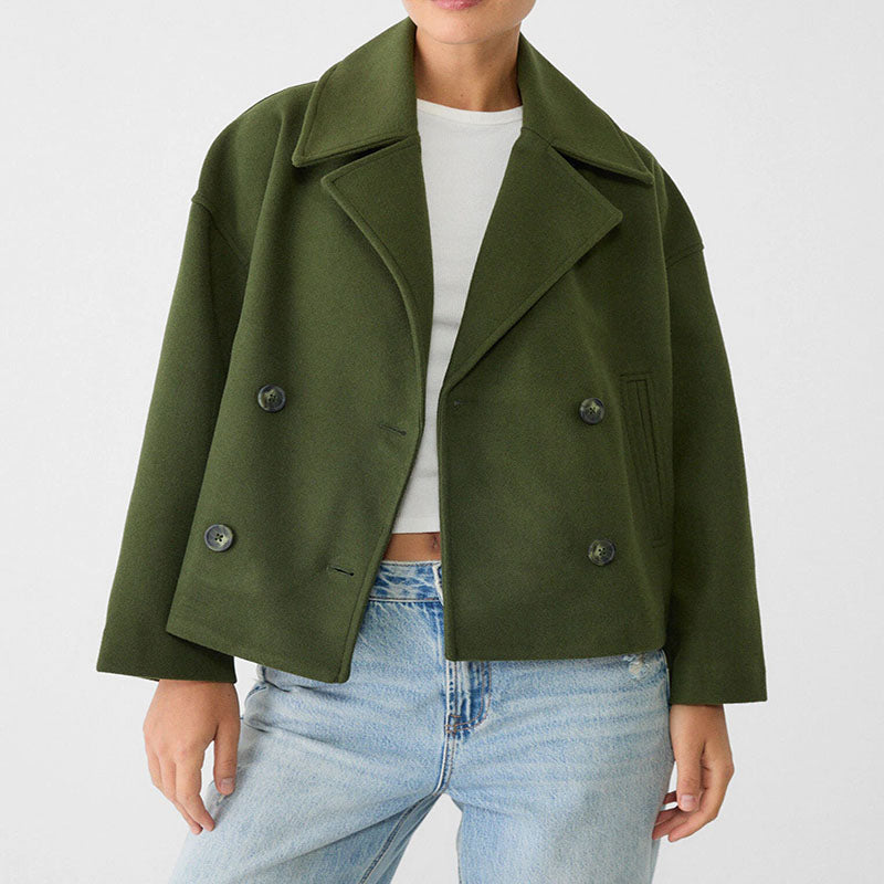 Indira - Women's Double-Breasted Wool Blazer