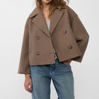 Indira - Women's Double-Breasted Wool Blazer