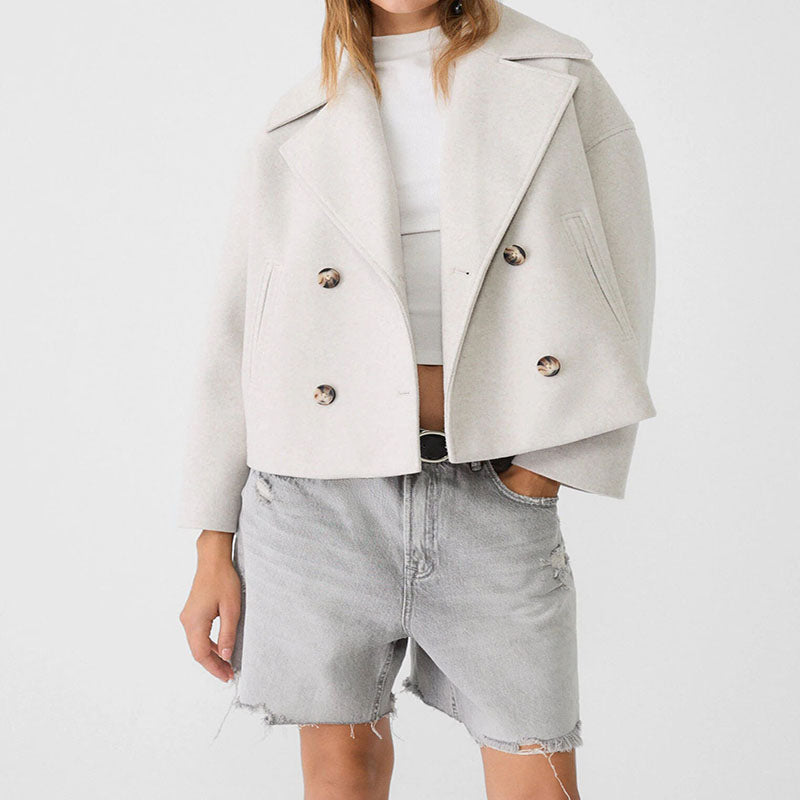 Indira - Women's Double-Breasted Wool Blazer