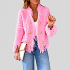 Indira - Women's Chic Fringe Tweed Cropped Jacket 3