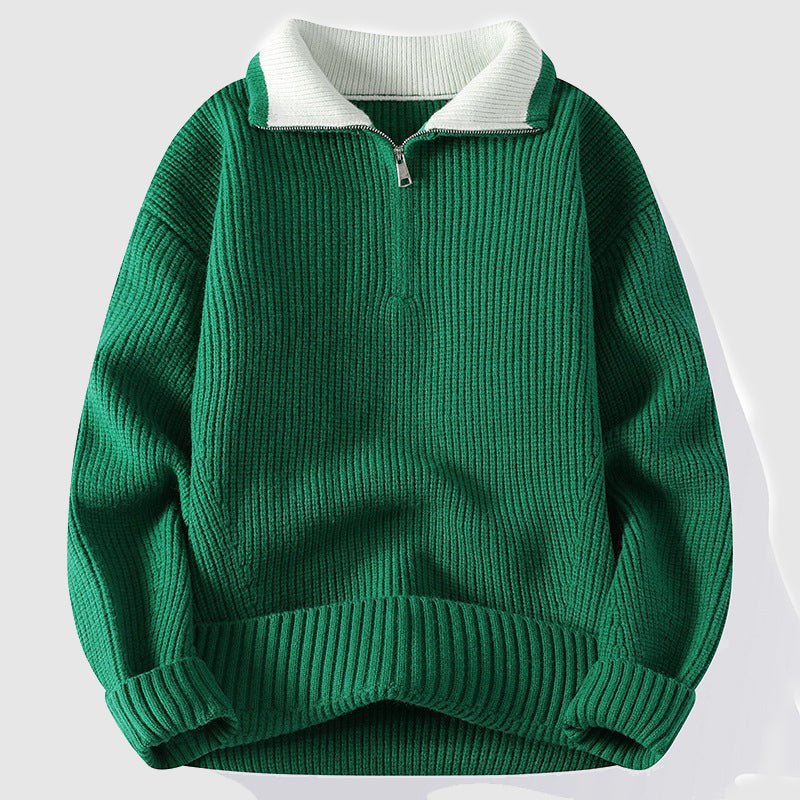 Inigo - Men's Polo Collar Ribbed Knit Sweater