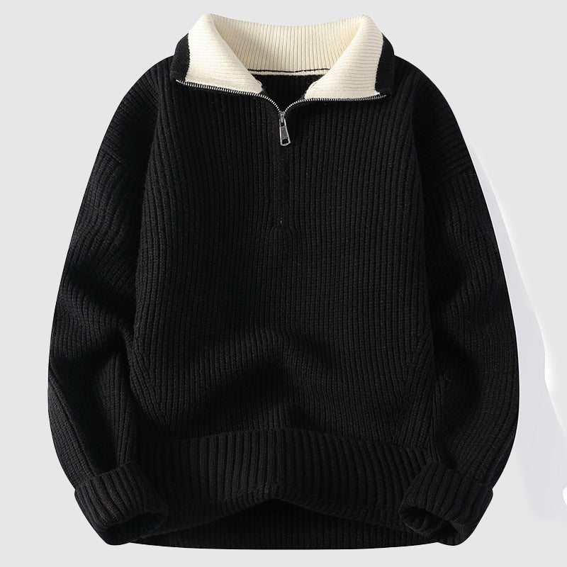 Inigo - Men's Polo Collar Ribbed Knit Sweater