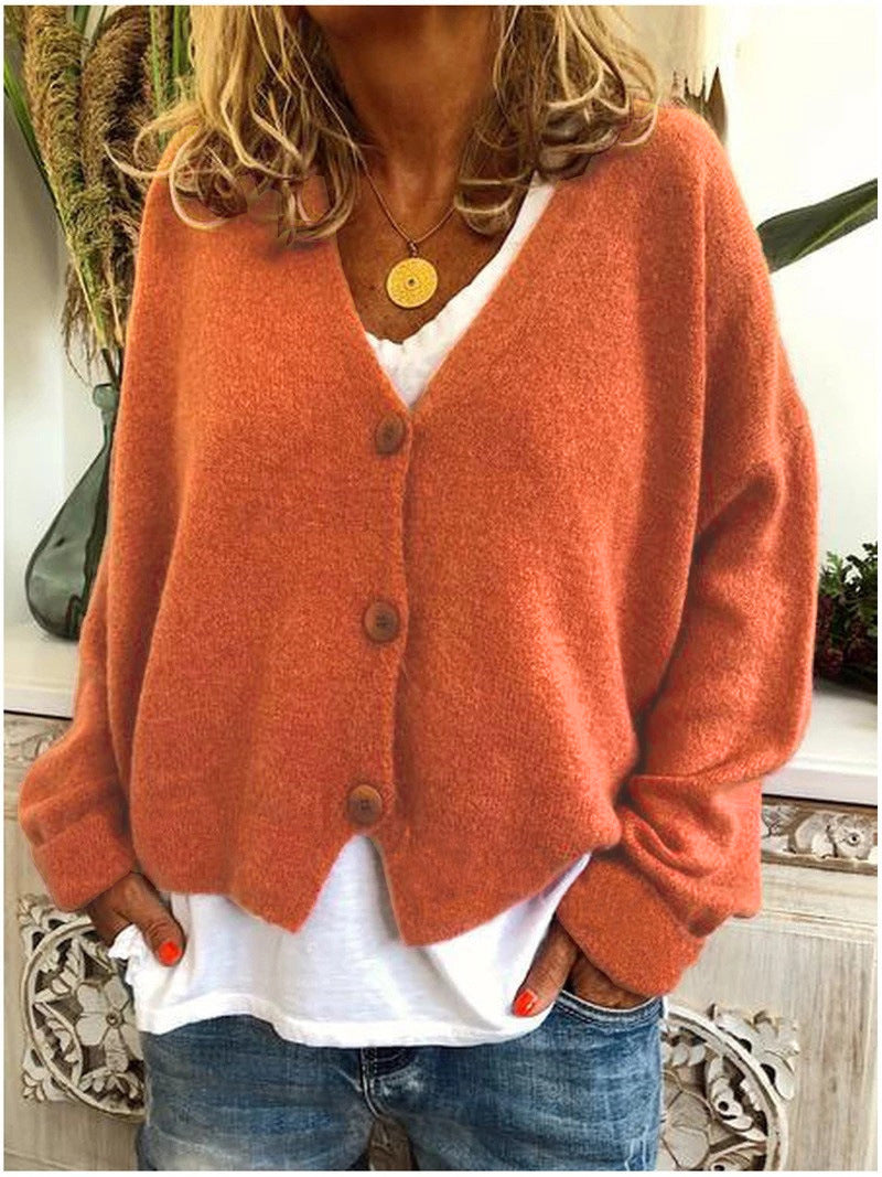 Iris - Women's V-Neck Button-Front Cardigan