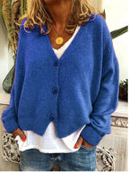 Iris - Women's V-Neck Button-Front Cardigan