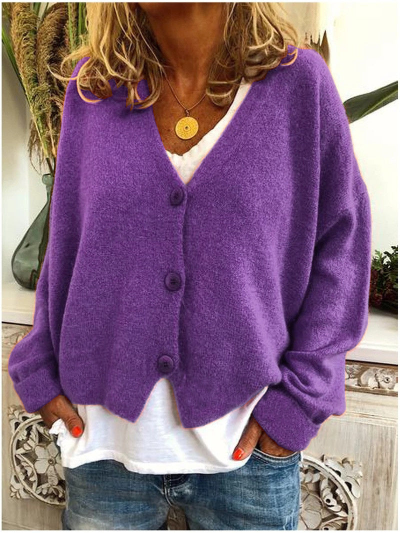 Iris - Women's V-Neck Button-Front Cardigan