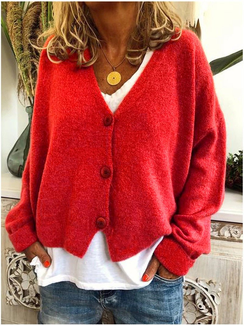 Iris - Women's V-Neck Button-Front Cardigan