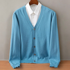 Isaac - Men's Button-Front Cashmere Cardigan with Ribbed Trim