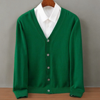 Isaac - Men's Button-Front Cashmere Cardigan with Ribbed Trim