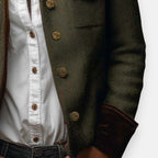 Janelle - Women's Military-Inspired Herringbone Jacket with Velvet Cuff Trim