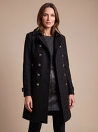 Jasmine - Women's Double-Breasted Wool Coat with Metal Buttons