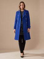 Jasmine - Women's Double-Breasted Wool Coat with Metal Buttons