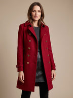 Jasmine - Women's Double-Breasted Wool Coat with Metal Buttons