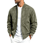 Jayden - Men's Suede Bomber Jacket with Zip Front 5