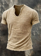 Jeff - Men's Frayed V-Neck T-Shirt 2