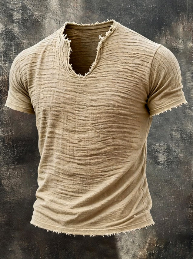 Jeff - Men's Frayed V-Neck T-Shirt 2